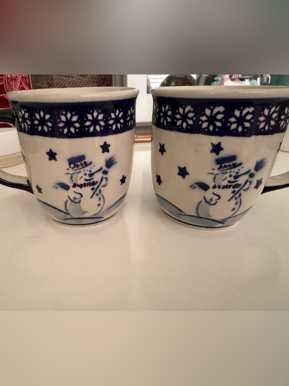 Blue Snowman Ceramic Mug - Unknown Brand